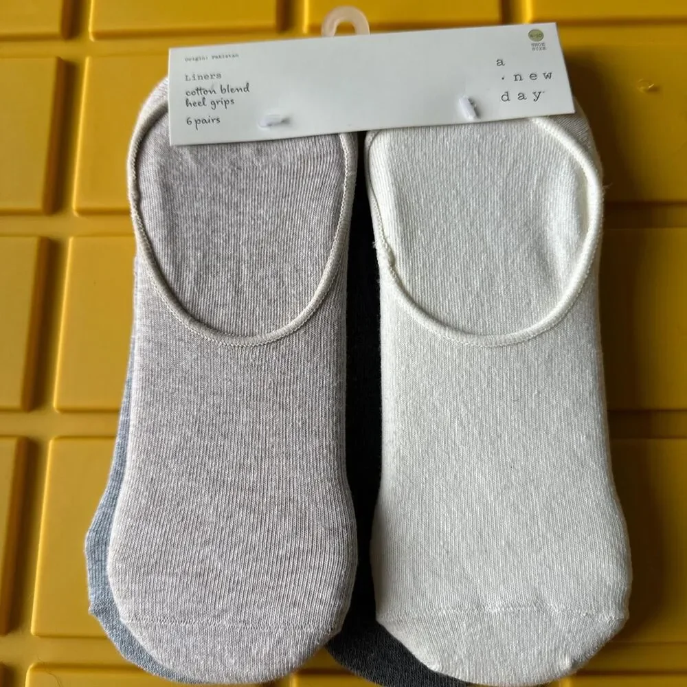 A New Day 6 pack Cotton/polyester blend heel grip socks